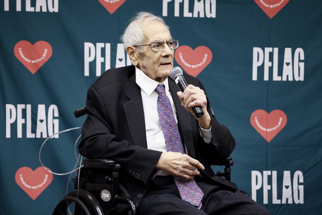 Barney Frank speaks during PFLAG National's Love Takes Justice event at AFT Headquarters on November 18, 2025 in Washington, DC.