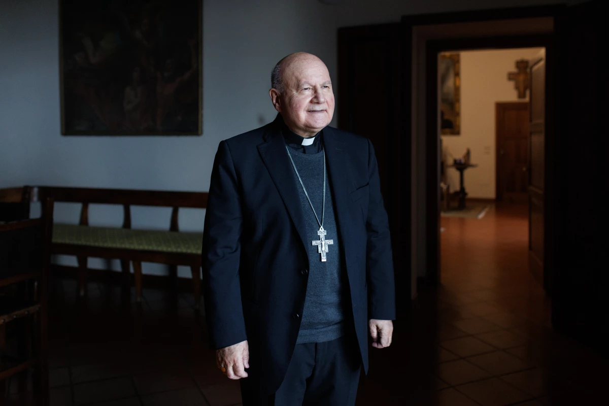 Monsignor Domenico Sorrentino, current bishop of Assisi and Foligno. Few have witnessed the growing cult of Acutis as closely as he has, especially after traveling internationally with an encased relic — a piece of the boy's pericardium, the sac around the heart — for the faithful to see.