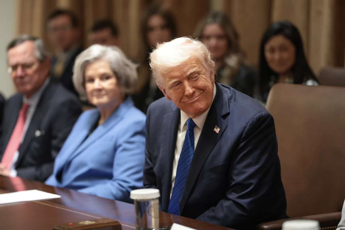 President Trump meets with a group of his ambassadors in the Cabinet Room of the White House on March 25.