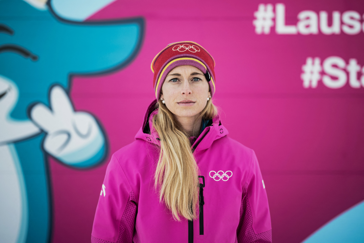 Tara Geraghty-Moats poses during the 2020 Lausanne Winter Youth Olympic Games.
