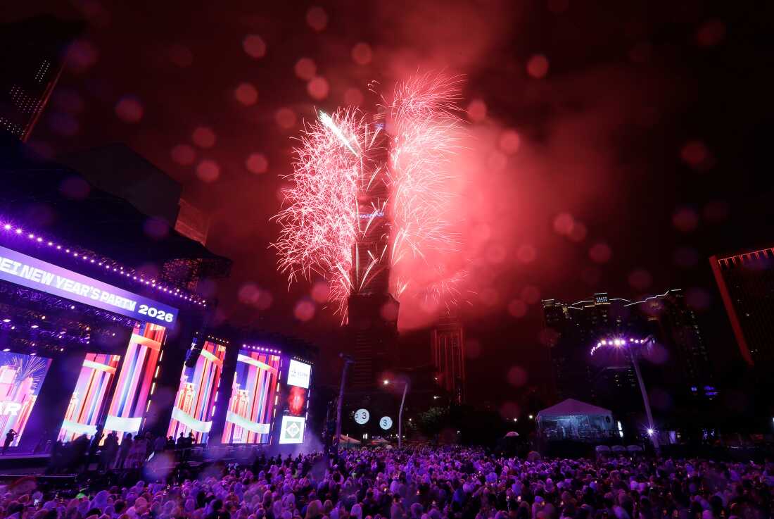 Fireworks explode at Taipei 101 during New Year's celebrations in Taipei, Taiwan, Thursday, January 1, 2026. (AP Photo/Chiang Ying-ying)