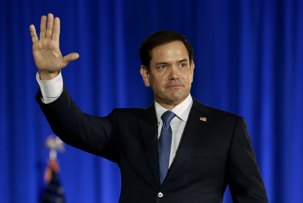 Florida Sen. Marco Rubio speaks at the Palm Beach Convention Center on June 14 in West Palm Beach, Fla.