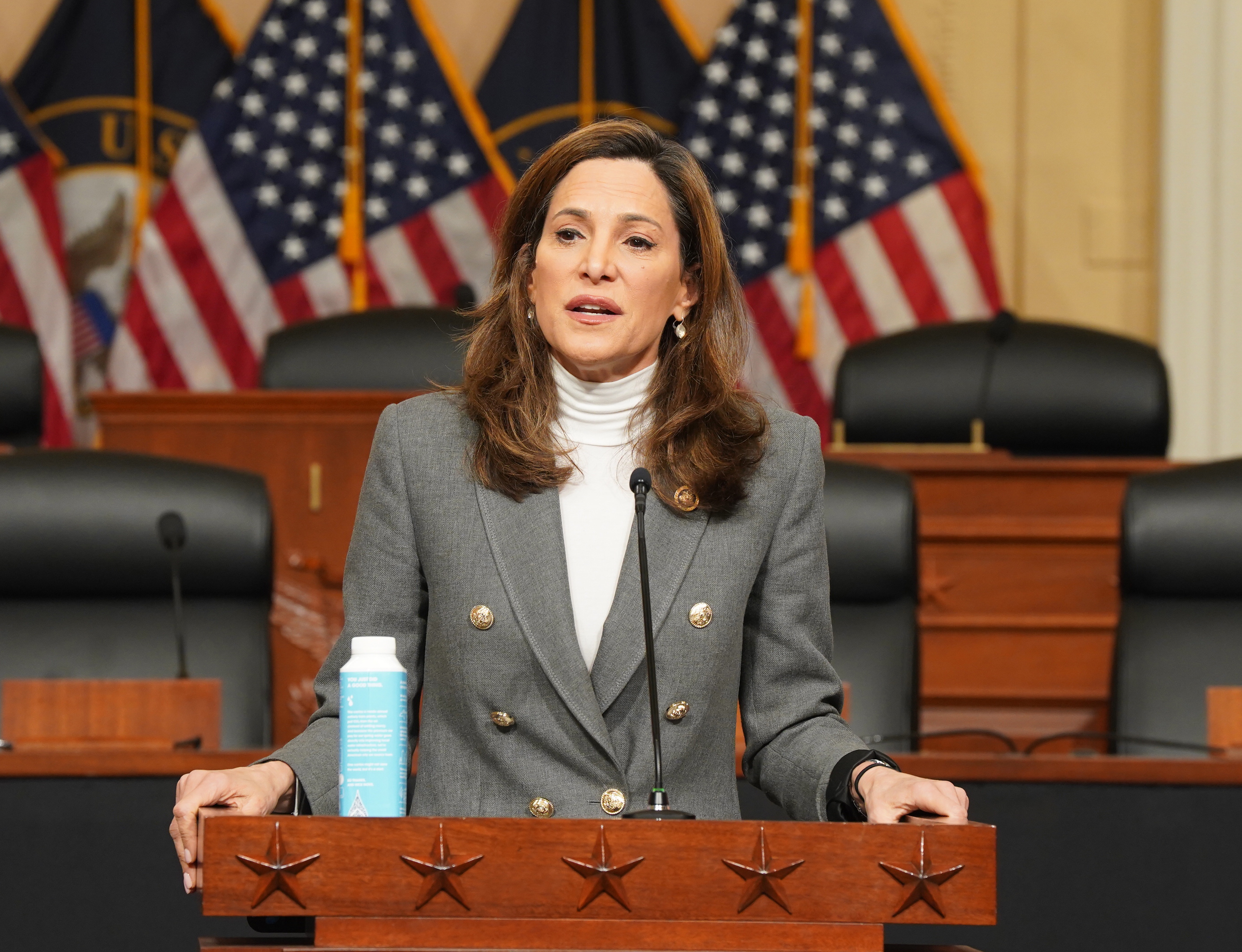 In this file photo, Rep. Maria Elvira Salazar, R-Fla., speaks during an event on Capitol Hill on May 1, 2024 in Washington, DC.