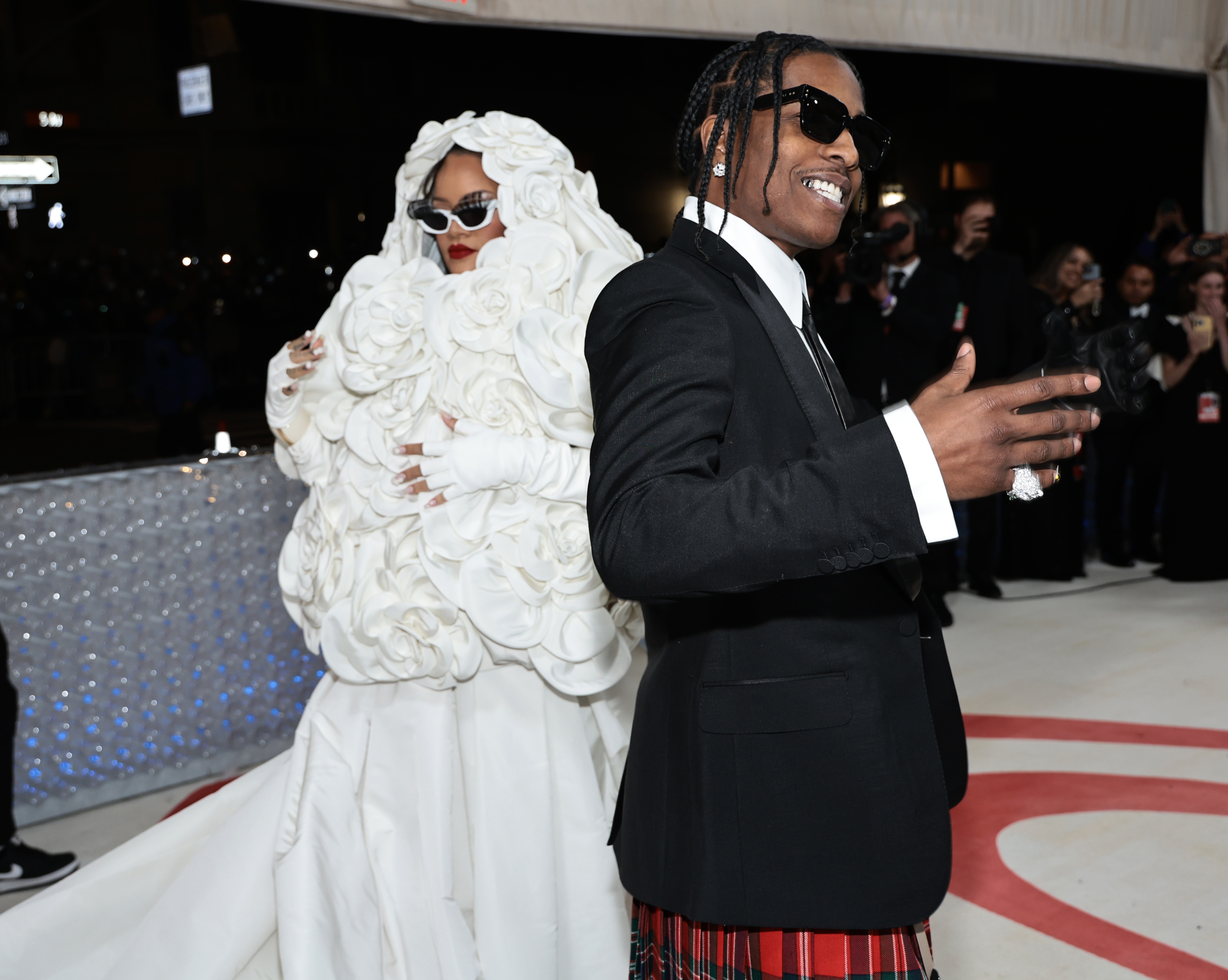 Rihanna and A$AP Rocky at the 2023 Met Gala. The rapper is one of the co-chairs of this year