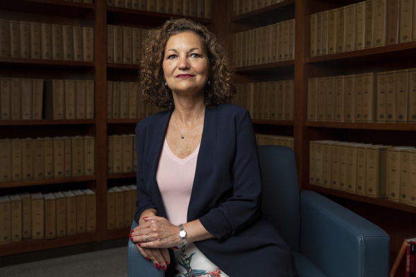 Jennifer Abruzzo, general counsel for the National Labor Relations Board, sits at agency headquarters in Washington, D.C., on Monday, June 13, 2022.
