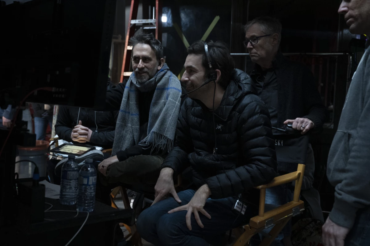 Co-directors Adam Stein (left) and Zach Lipovsky (right) on the set of Final Destination Bloodlines.