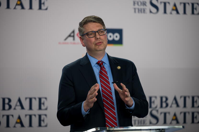 Congressman Nick Begich (R-Alaska) during Debate for the State on Oct. 14, 2026.