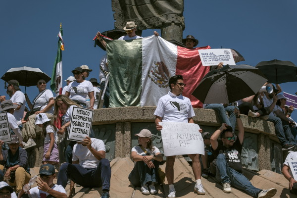 Judicial workers, judges and magistrates go on strike and demonstrate in Tijuana, Baja California State, Mexico, on Aug. 25.