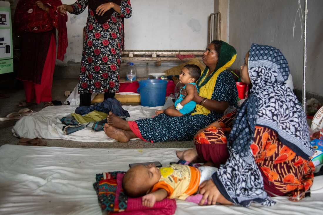Rizvi Ahmed Raihan, a nine month old measles infected boy sits on his mothers lap while speaking with a pediatrician at Infectious Disease Hospital in Dhaka, Bangladesh, on 17 May, 2026.