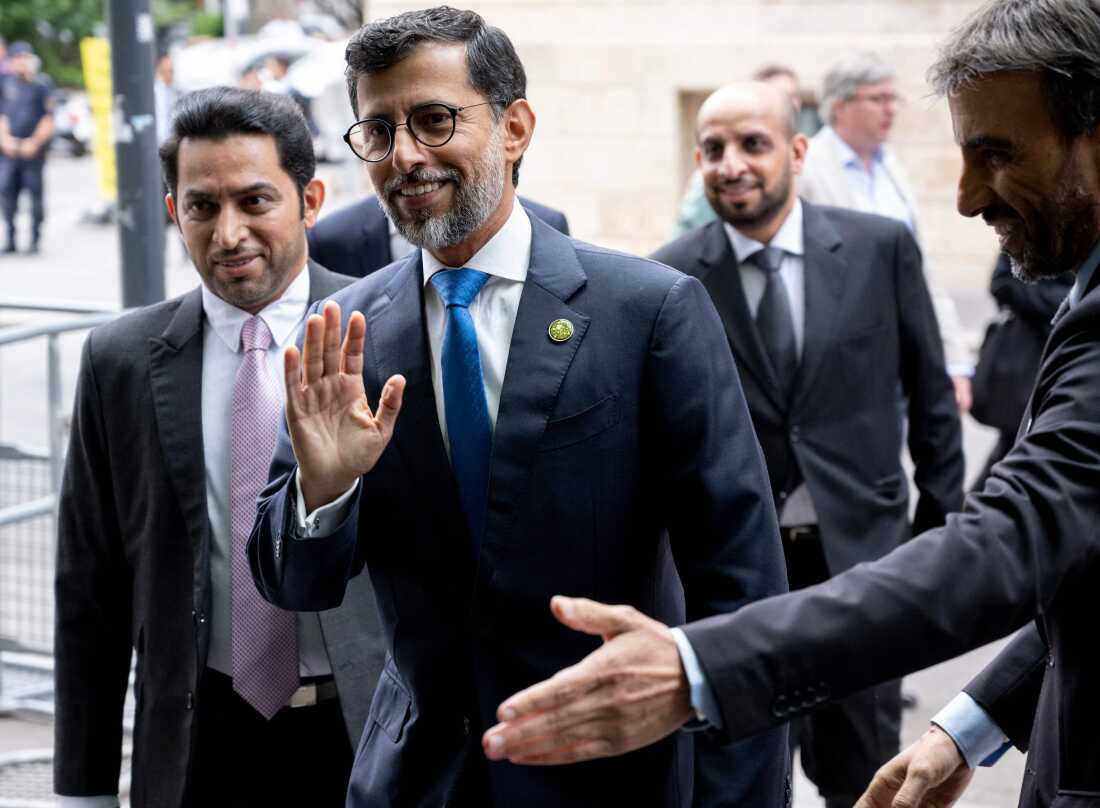 UAE's Minister of Energy and Industry Suhail al-Mazrouei is shown arriving for an OPEC meeting in Vienna, Austria, on June 4, 2023.