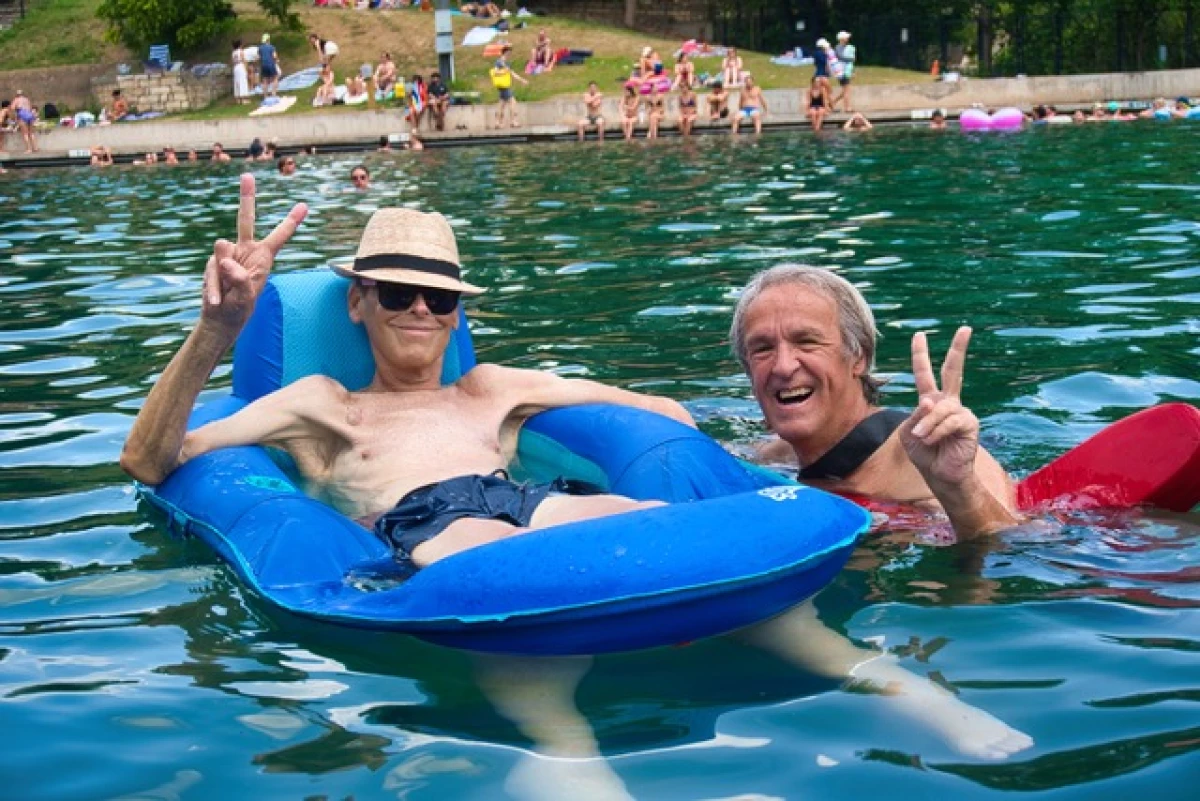 Chris Riley (left) a few weeks before he died.