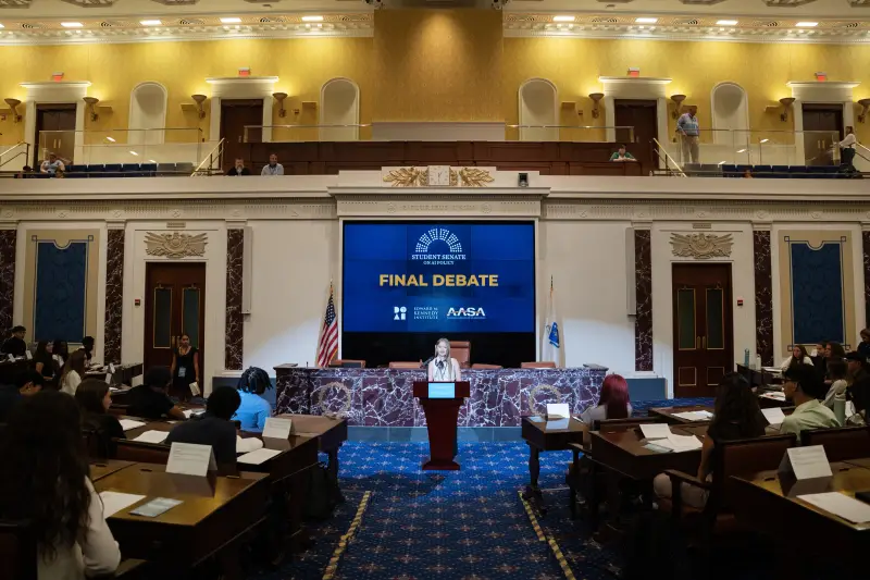 Wehiwaalani Gapero, of Hawaii, was one of dozens of students who chose to address their colleagues for one minute each before the final votes of the weekend were cast.