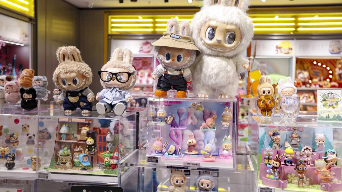 Labubu figures and dolls are seen on display at a Pop Mart store on June 9 in Shanghai.