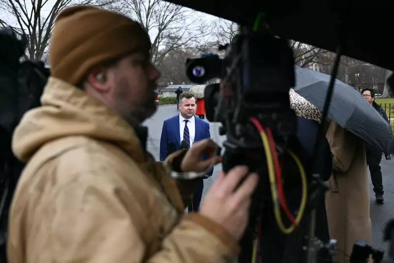 Pulte speaks to reporters outside the West Wing on January 9, 2026.