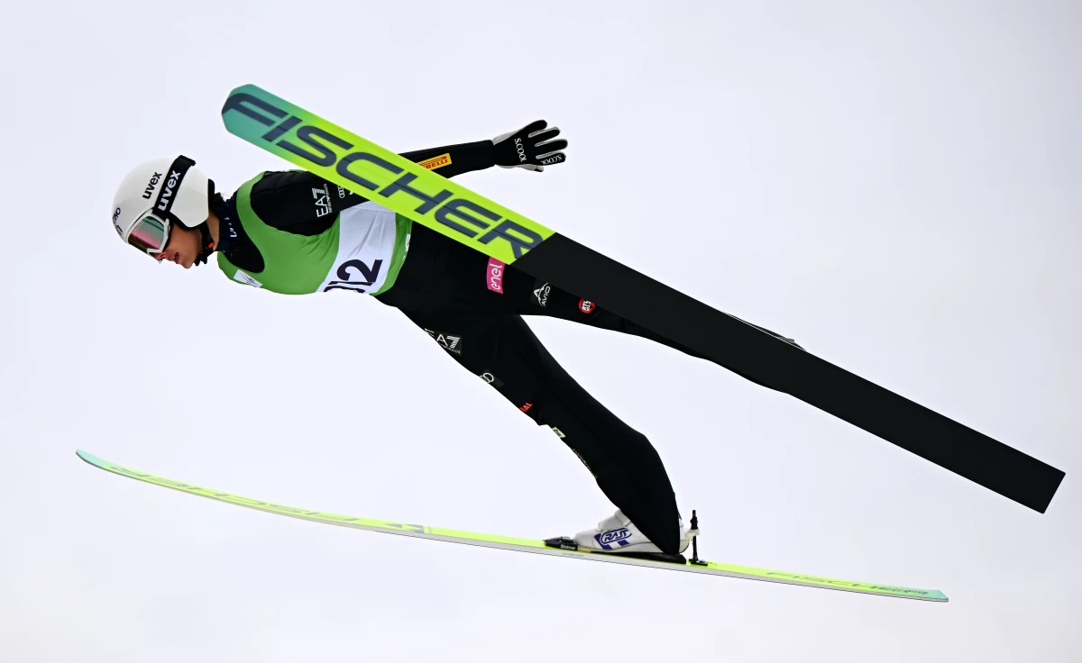 Annika Sieff of Team GS Fiamme Oro competes during the Italian National Championship Open - Ski Jumping at Predazzo Ski Jumping Stadium on December 23, 2025 in Predazzo, Italy.