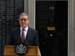 Britain's Prime Minister Keir Starmer speaks to the media outside 10 Downing Street to announce his resignation in London, Monday, June 22, 2026.