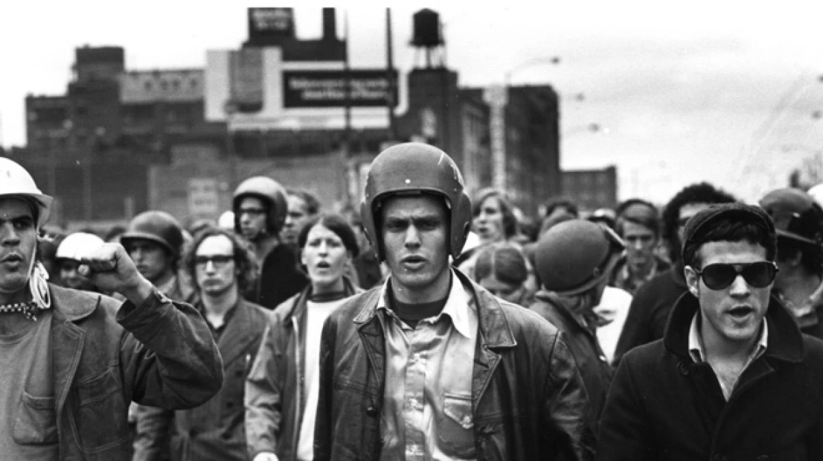 A still depicting John Jacobs, left, and Terry Robbins at the Days of Rage, Chicago, October 1969 from The Weather Underground. The Oscar-nominated documentary was made with funds from ITVS, one of the country's biggest co-producers of independent documentaries.