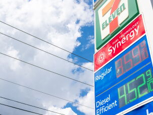Gas prices are displayed at an Exxon Mobil gas station on June 16 in Austin, Texas. Gas prices in the U.S. have fallen as wholesale gasoline and crude oil prices declined following a preliminary agreement between the U.S. and Iran to continue ceasefire negotiations and work toward reopening the Strait of Hormuz, a vital route for global oil exports.