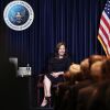 Supreme Court Justice Amy Coney Barrett speaks at the Reagan Library on Sept. 9, 2025, in Simi Valley, Calif. Barrett discussed and signed copies of her new book, Listening to the Law: Reflections on the Court and Constitution.