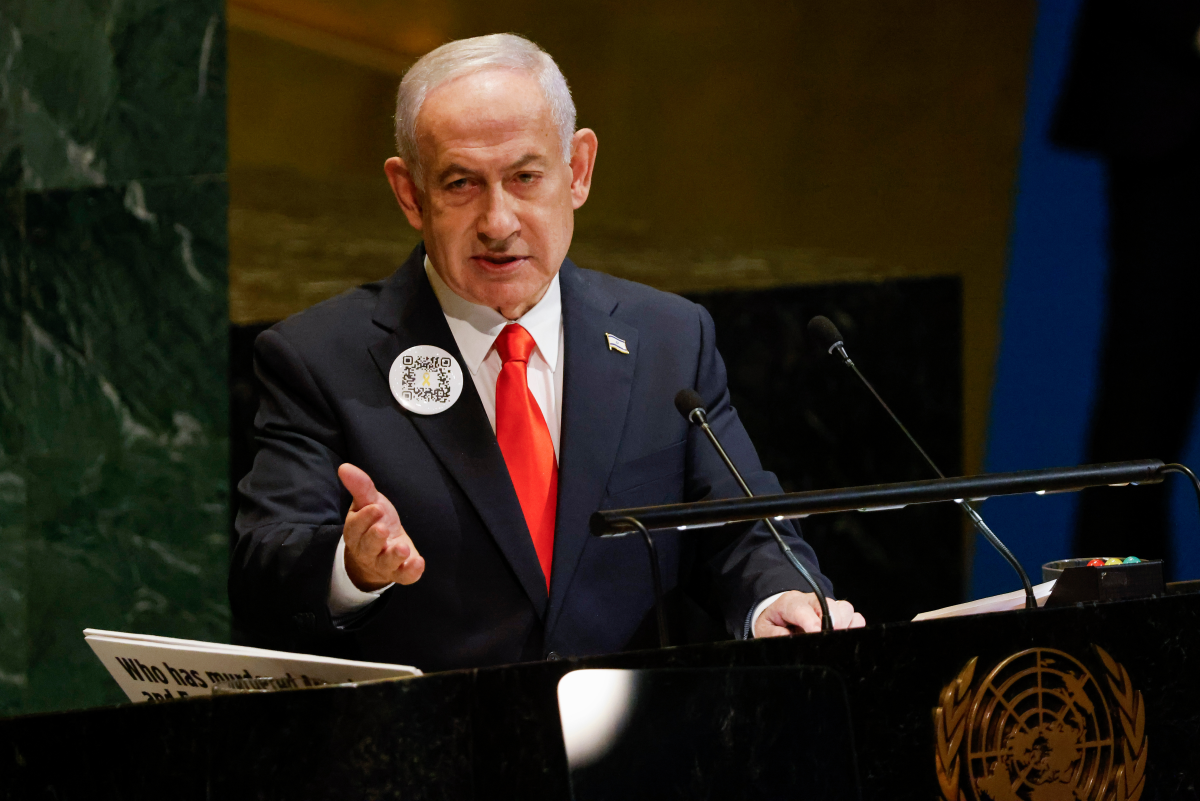 Israeli Prime Minister Benjamin Netanyahu speaks during the 80th session of the United Nations General Assembly, Friday, Sept. 26, 2025, at U.N. headquarters.