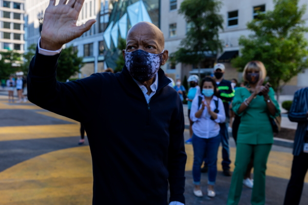Rep. John Lewis of Georgia is seen in Black Lives Matter Plaza on June 7, 2020.