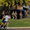 Members of the National Guard patrol in Memphis on October 11, 2025.