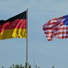 The German and the U.S. flags fly in front of the Chancellery in Berlin, on Oct. 18, 2024.