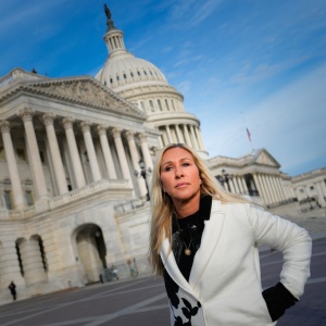 Rep. Marjorie Taylor Greene, R-Ga., arrives Nov. 18 to a news conference on the Epstein Files Transparency Act, outside the U.S. Capitol in Washington.