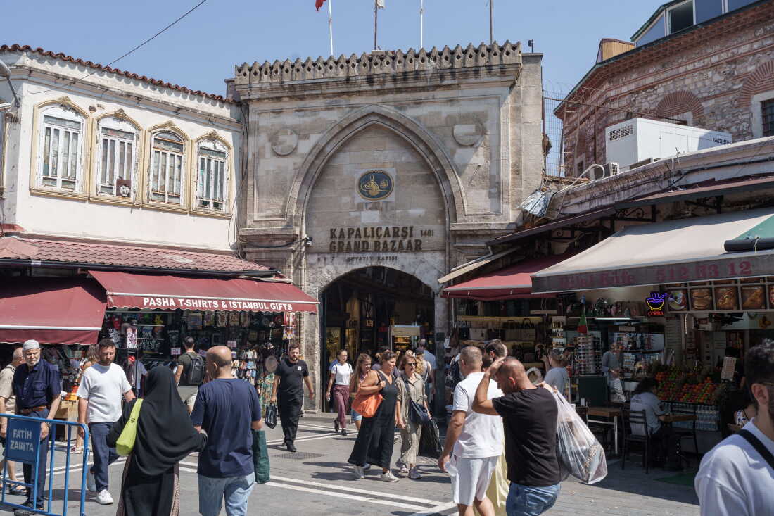 The Beyazıt Gate of the Grand Bazaar in Istanbul, Turkey, on Aug. 26, 2026. The Grand Bazaar is one of the world’s oldest covered markets. Today, many Turkish people prefer it to banks for buying and selling gold because they can often get better exchange rates.