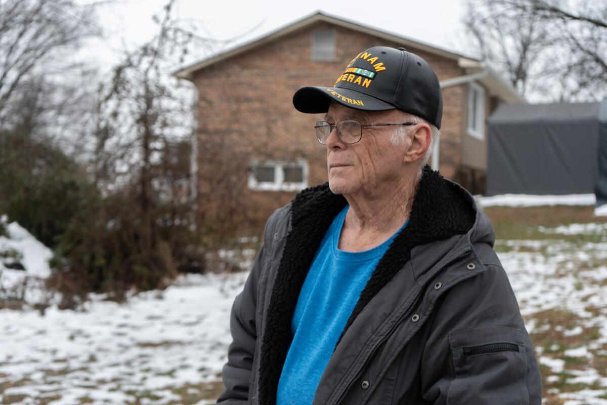 Luther 'Sonny' Miller looks out at BWXT's site in Jonesborough from his yard on Wednesday, Feb. 4, 2026. Miller is one of thousands of locals who have raised their voice in opposition to a nearly $2 billion expansion of an existing facility which would process large amounts of depleted uranium for the federal government.