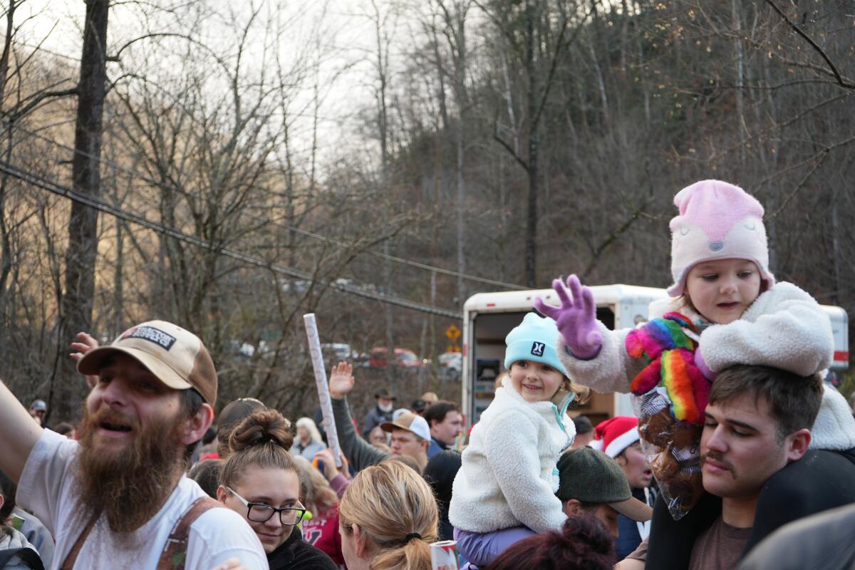 Families greet Santa as he arrives in Fremont, Virginia