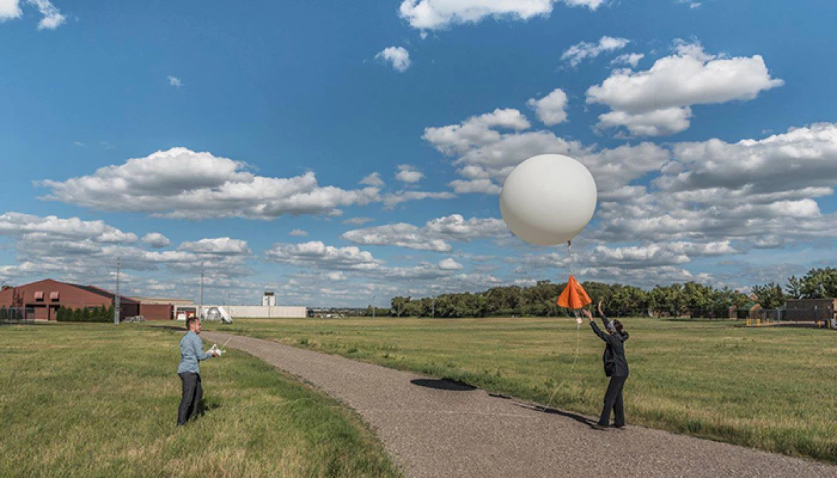 A National Weather Service weather balloon launches in Bismarck, N.D., in June 2017. Weather balloons go up more than 5 miles into the atmosphere and transmit measurements back to the ground continuously as they fly.