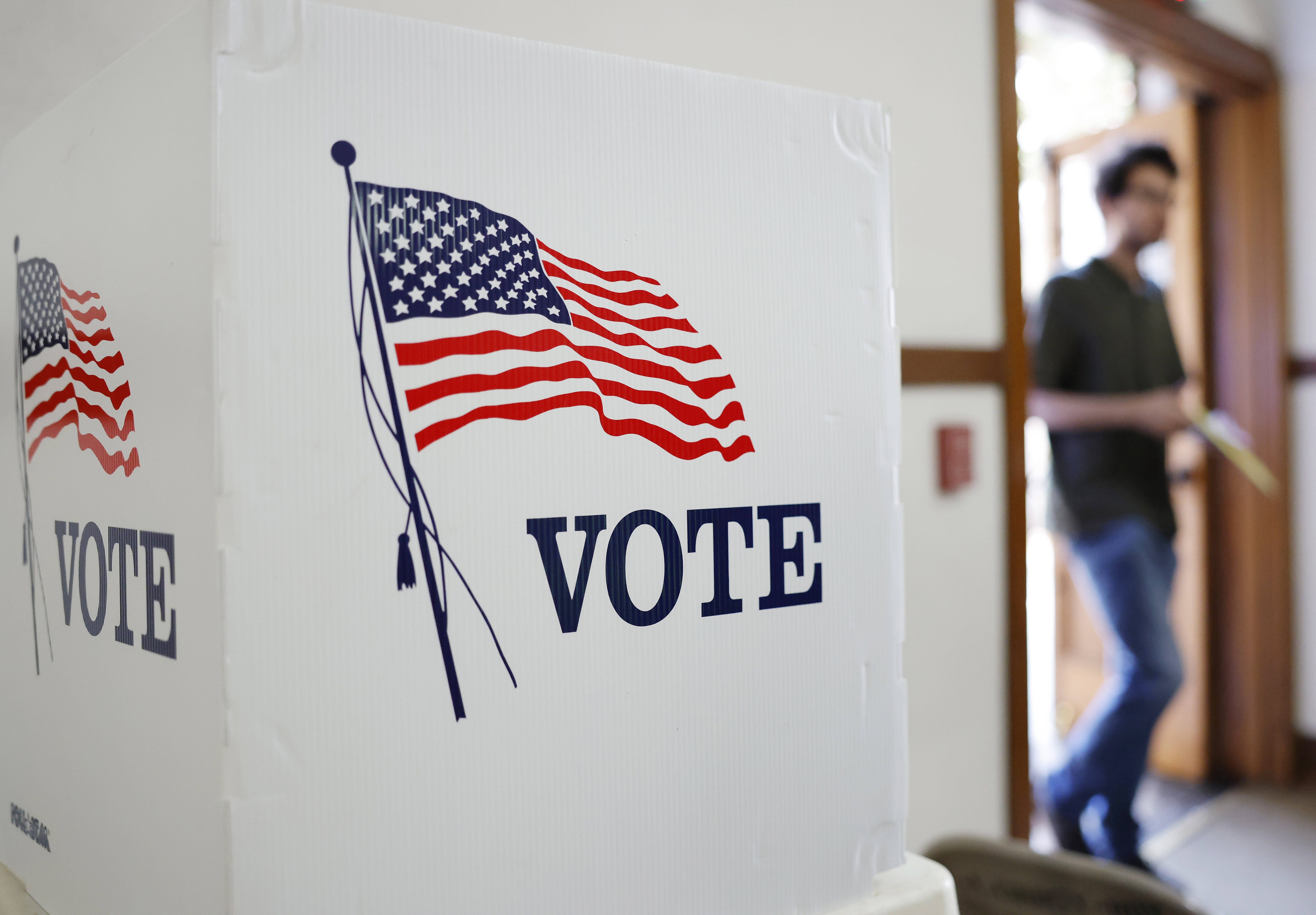 A person enters a polling station to vote on Nov. 4, 2025, at First United Methodist Church in Pasadena, Calif.