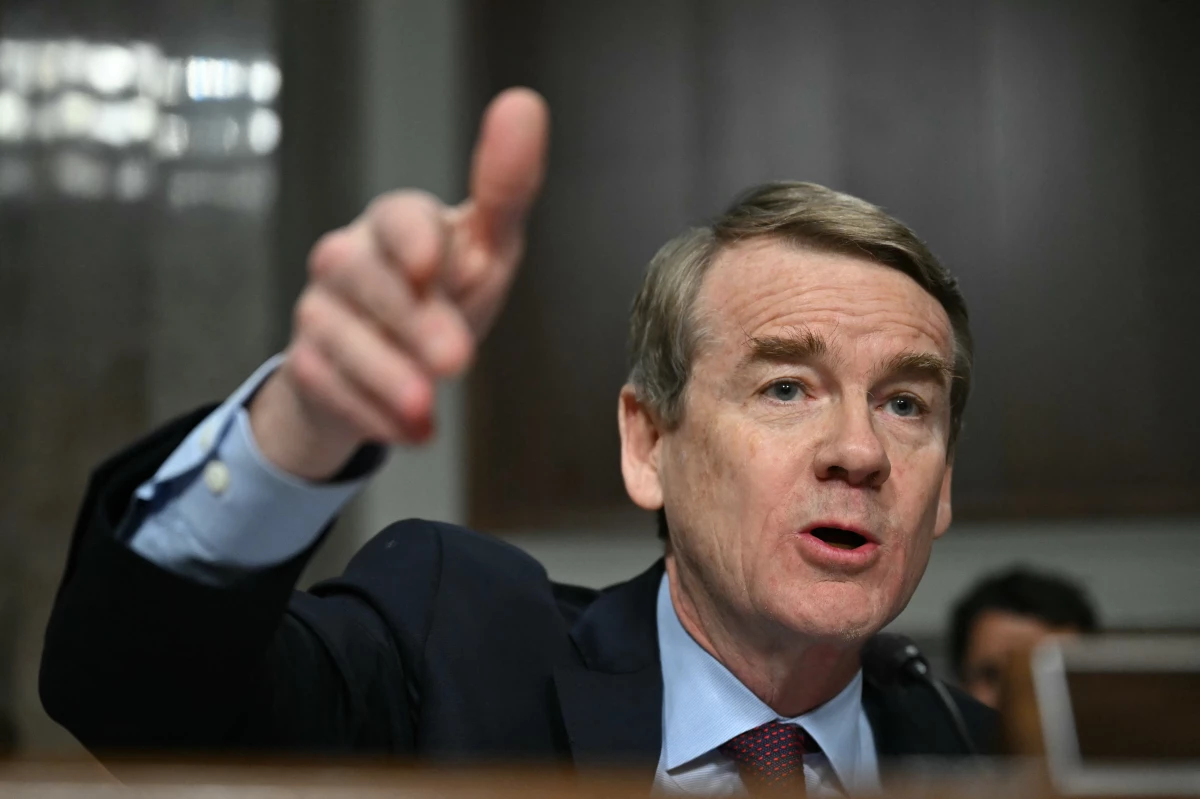 U.S. Senator Michael Bennet, Democrat from Colorado, is shown Jan. 29, 2025, questioning Robert F. Kennedy Jr. during a Senate Finance Committee hearing on Kennedy's nomination to be health and human services secretary.