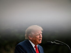 President Donald Trump speaks during a ceremony commemorating the 25th anniversary of the Sept. 11 terrorist attacks in the courtyard of the Pentagon on Friday in Arlington, Va.