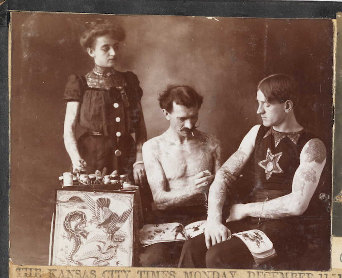 Image from “Souvenirs of the Travels and Experiences of the Original Gus. Wagner Globe Trotter & Tattoo Artist” 1897–1941. Photographic print. The Alan Govenar and Kaleta Doolin Tattoo Collection, South Street Seaport Museum.