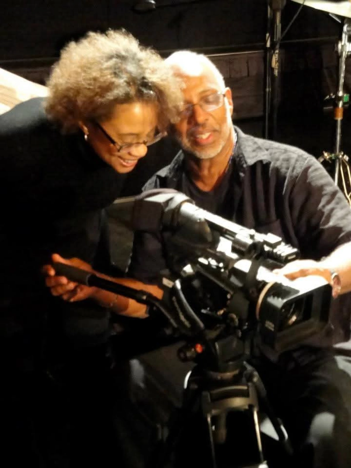Director Carol Bash and Robert Shepard, director of photography, on a set for the documentary, Mary Lou Williams: The Lady Who Swings the Band. The documentary was made with the help of funding from public media.