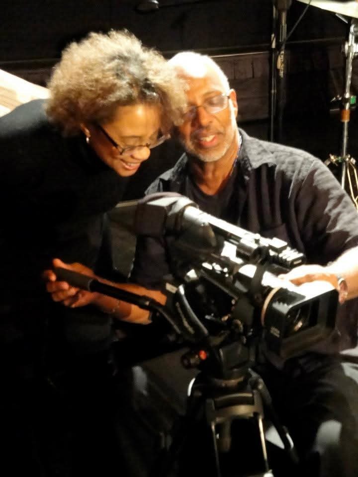 Director Carol Bash and Robert Shepard, director of photography, on a set for the documentary, <em>Mary Lou Williams: The Lady Who Swings the Band</em>. The documentary was<strong> </strong>made with the help of funding from public media.