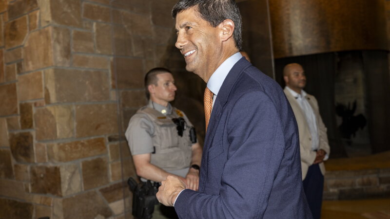 Image 41: Federal Reserve chairman Kevin Warsh spoke to a gathering of economists and central bankers at the Jackson Lake Lodge in Wyoming Friday.
