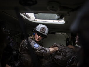 French UNIFIL peacekeepers patrol the