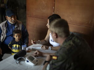Spanish peacekeepers run a medical clinic in Mari, southern Lebanon, as part of a CIMIC (Civil-Military Cooperation) initiative that helps provide medical care for vulnerable local communities.