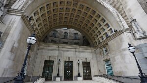 Entrance to Thames House the Headquarters of MI5 is seen in London.