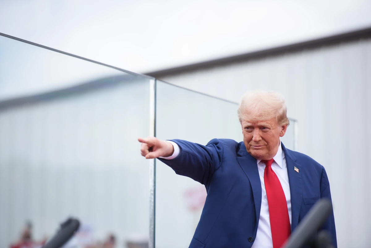 Donald Trump greets supporters before offering remarks during a 2024 event in Asheboro, North Carolina.