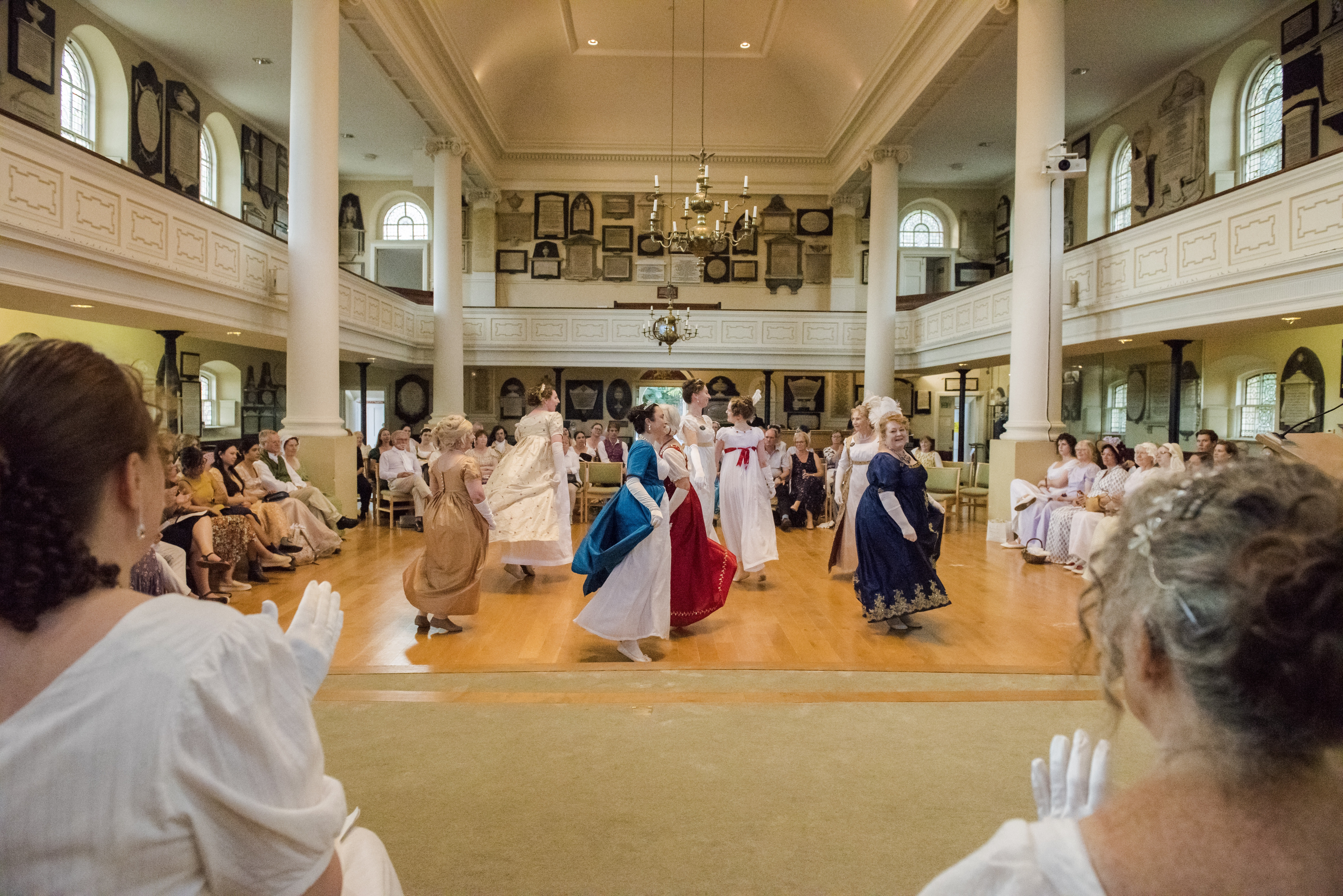 Dancers perform in St Swithins Church, Bath, at the Jane Austen Festival, 2023.