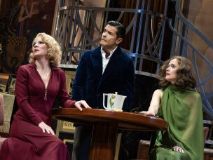 Kelli O'Hara, Mark Consuelos and Rose Byrne star in the Broadway revival of <em>Fallen Angels.</em>
