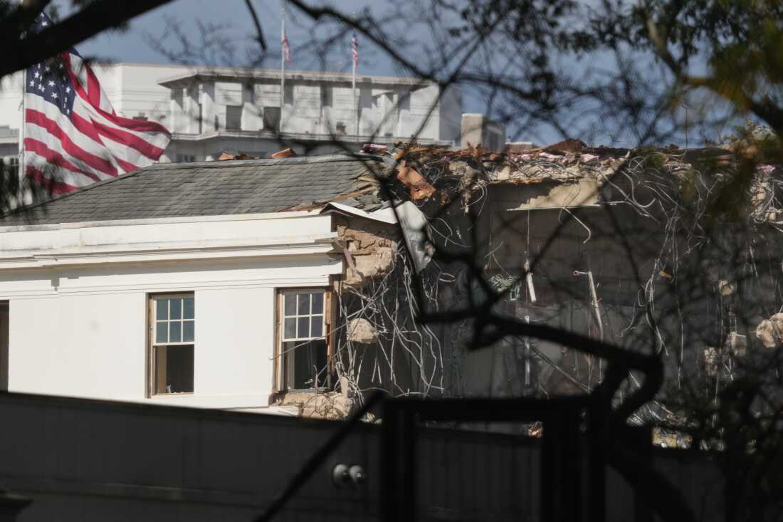 The East Wing of the White House being demolished on Wednesday, Oct. 22, 2025, in Washington.