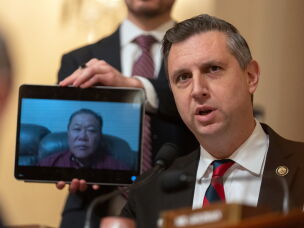Rep. Seth Magaziner, D-R.I., speaks while joined on a video call by Sae Joon Park during a hearing of the House Committee on Homeland Security on Dec. 11, 2025.