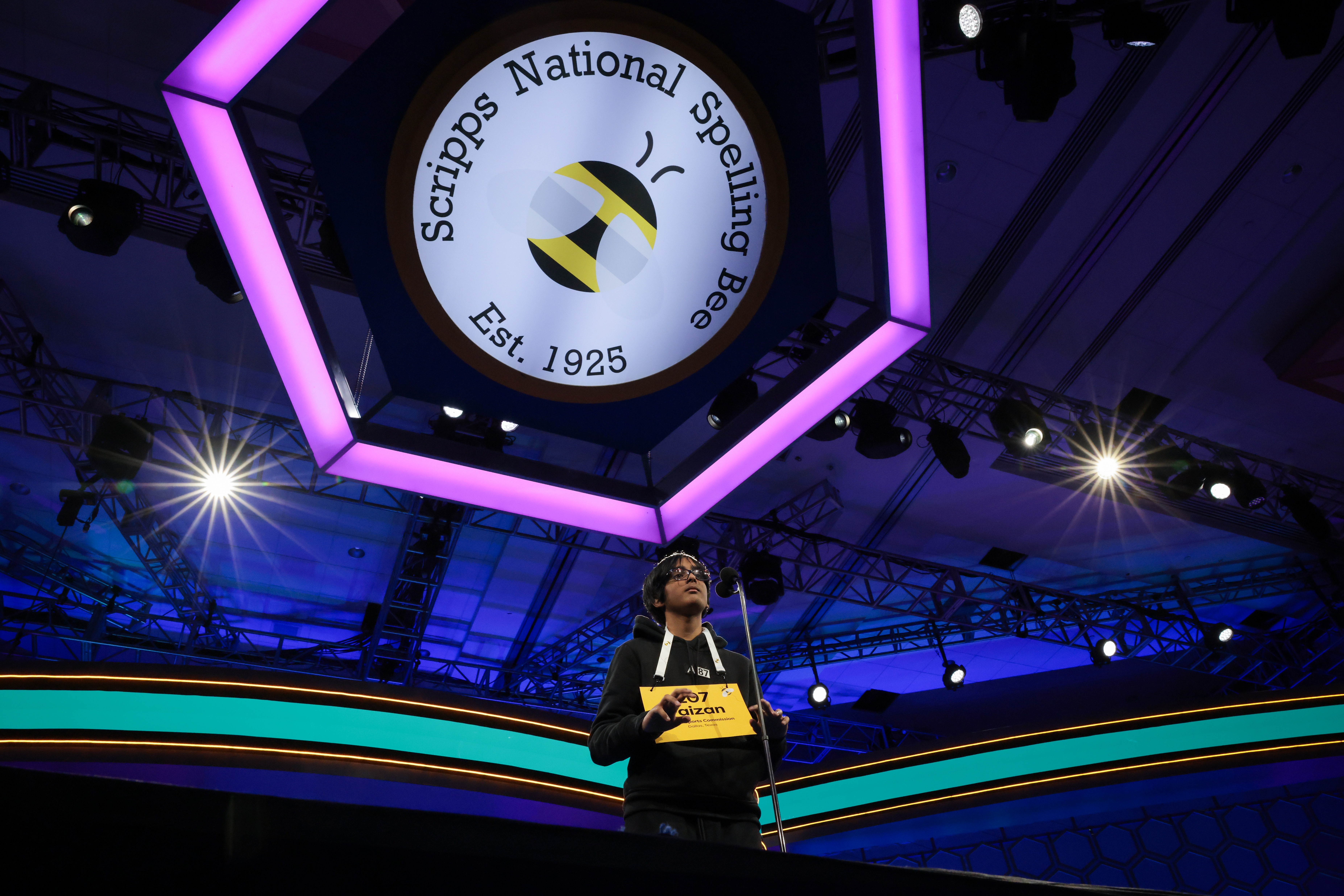 Faizan Zaki won the 2025 Scripps National Spelling Bee, held in National Harbor, Md.