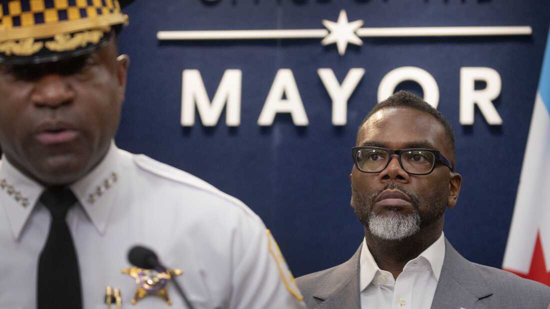 Chicago Mayor Brandon Johnson attends a press conference in January. This weekend, Johnson called President Trump's threat to send the National Guard to Chicago “uncoordinated, uncalled for, and unsound."