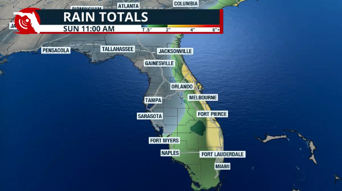 Rainfall between Thursday and Sunday morning.